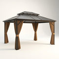 Hardtop Gazebo Built to Enhance Outdoor Living, 12'x10' Aluminum Frame, Polycarbonate Roof, Removable Curtains