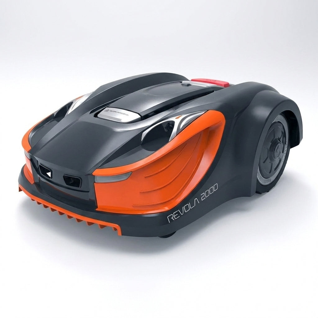 28-Volt 8 In. Cutting Width Robot Lawn Mower Revola X4E Mower, Brushless Wheel Motors, Cloudhawk App and Wifi Control — Studio Shot