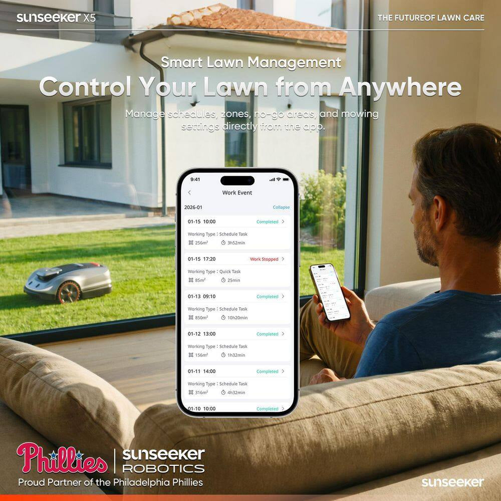 X5 AWD Wireless 8 In. Robot Lawn Mower for 0.5 Acre, No Boundary Wire, RTK plus Vision, AI Obstacle Avoidance