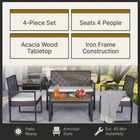 4-Piece Wicker Patio Conversation Set with Cushion, Outdoor Patio Furniture Set with Wood Table Top-Grey Cushions — Results & Stats