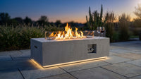 42 In. 50,000 BTU Rectangle Fire Pit Table in Gray Outdoor Propane Gas Fire Pit Table with LED Light — Lifestyle