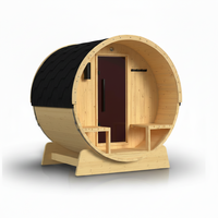 Barrel Sauna Built for Home Wellness, Finland Pine Construction, 4.5kW ETL Certified Heater, Bitumen Shingle Roof