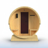 Barrel Sauna Built for Home Wellness, Finland Pine Construction, 4.5kW ETL Certified Heater, Bitumen Shingle Roof